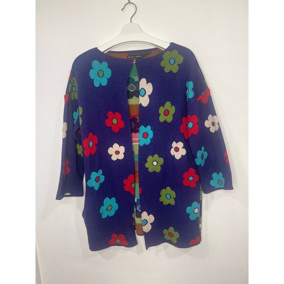 Women’s Gudrun Sjödén Unique Colorful Floral Cardigan Cotton S Purple - Picture 2 of 7